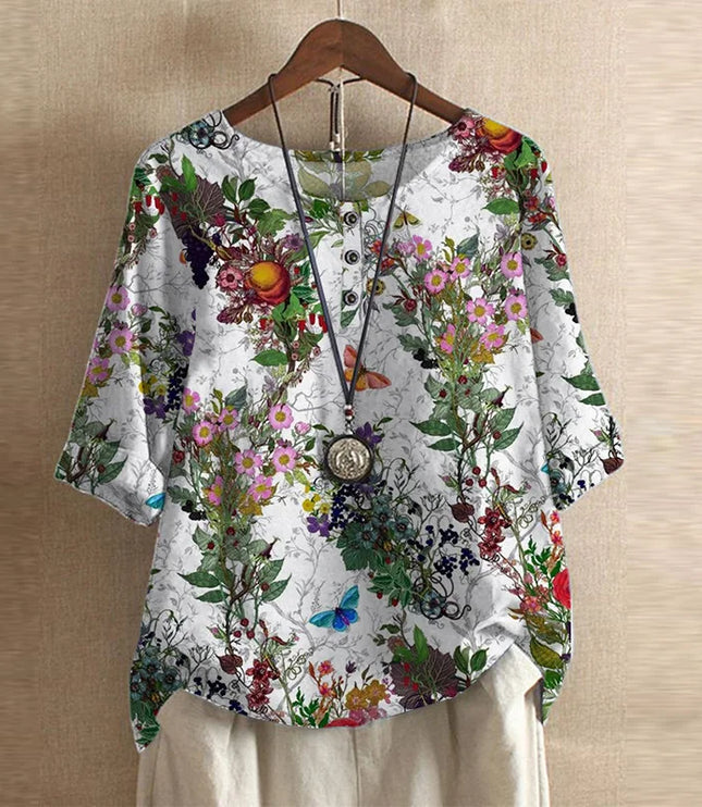 Damska Bluzka Kwiatowa w Stylu Vintage Retro Letnia