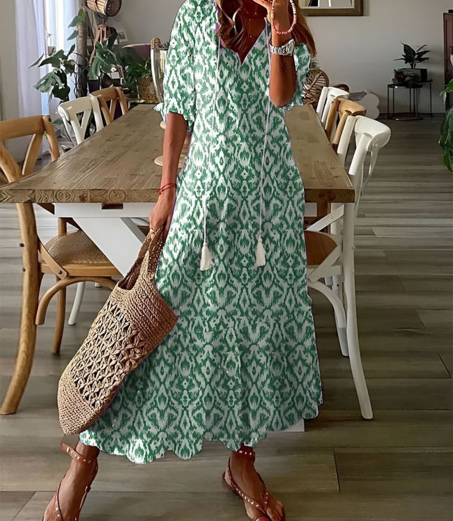Damska Sukienka Boho Maxi Oversize z Frędzlami Letnia