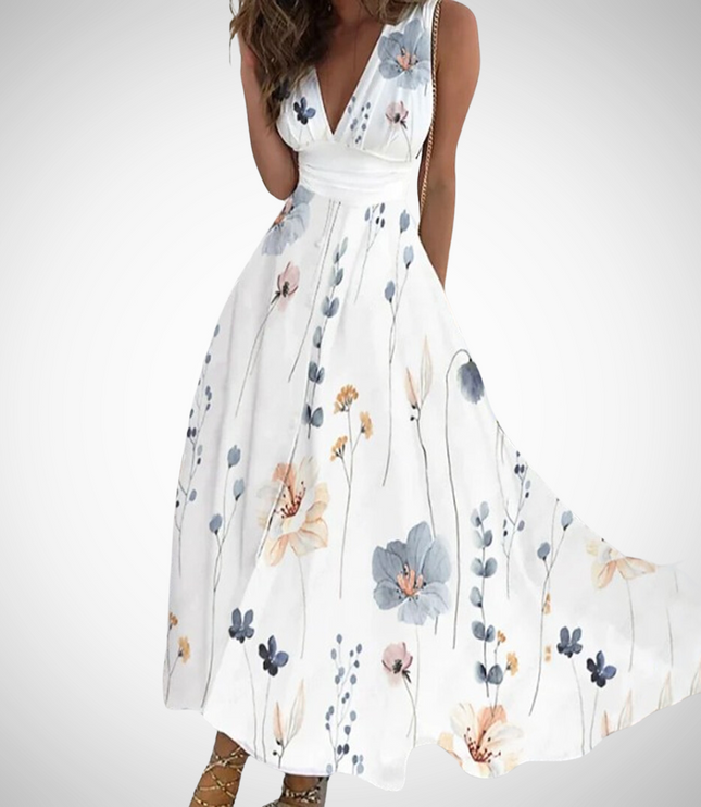Damska Sukienka Maxi Kwiatowa na Wesele Wrap Waist