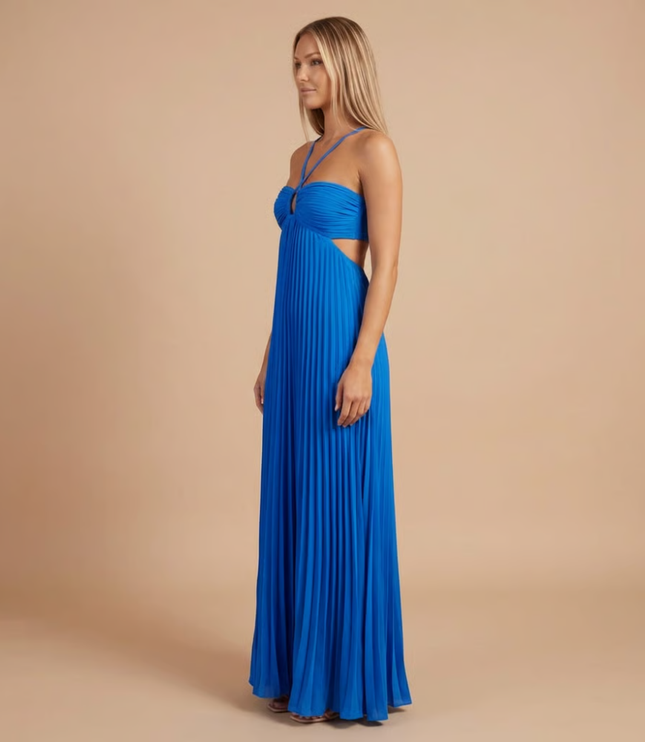 Damska Sukienka Maxi na Wesele Halter Plisowana