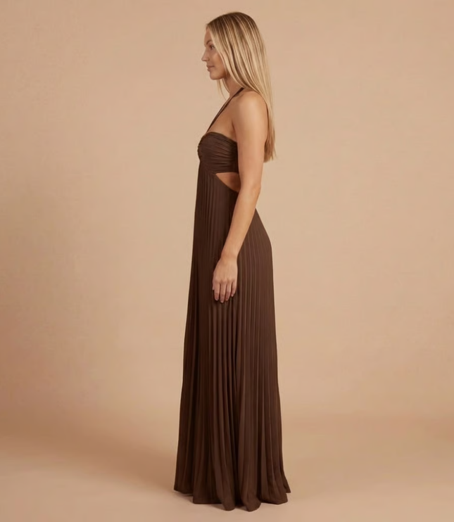Damska Sukienka Maxi na Wesele Halter Plisowana