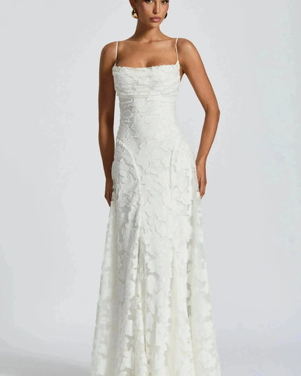 Damska Sukienka Maxi na Wesele w Kwiaty Cowl Neck