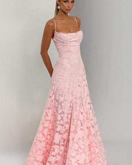Damska Sukienka Maxi na Wesele w Kwiaty Cowl Neck