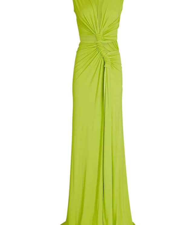 Damska Sukienka Maxi V-Neck z Wycięciem i Rozcięciem