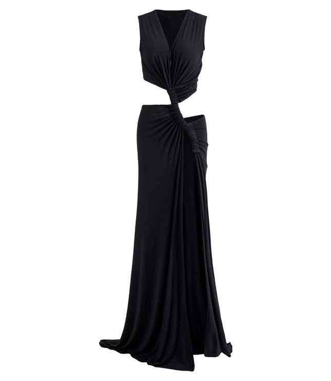 Damska Sukienka Maxi V-Neck z Wycięciem i Rozcięciem