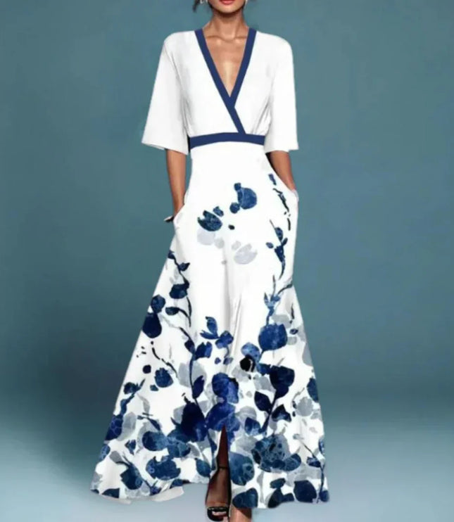 Damska Sukienka Maxi w Kwiaty Elegancka Letnia