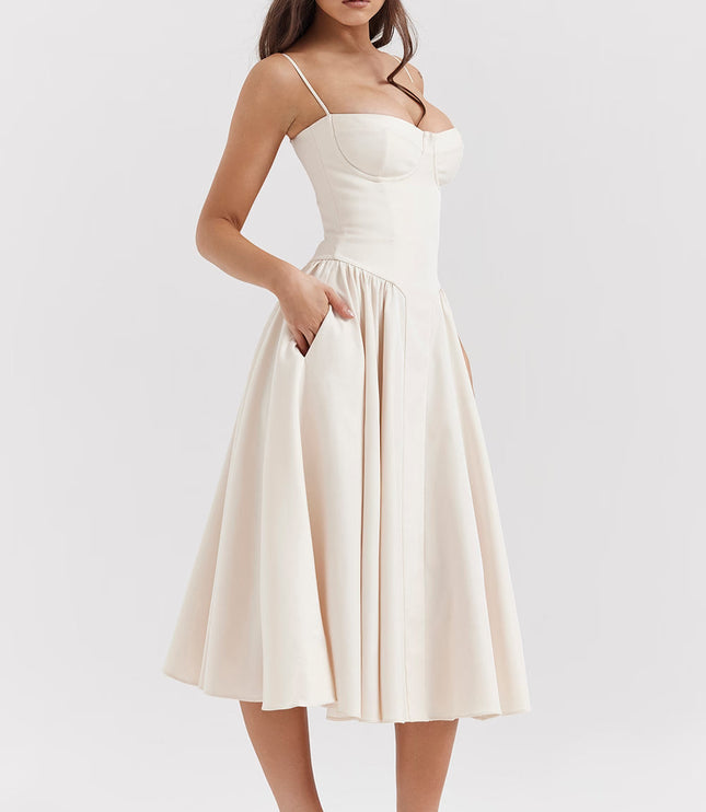 Damska Sukienka Midi Elegancka na Wyjscie Wieczor